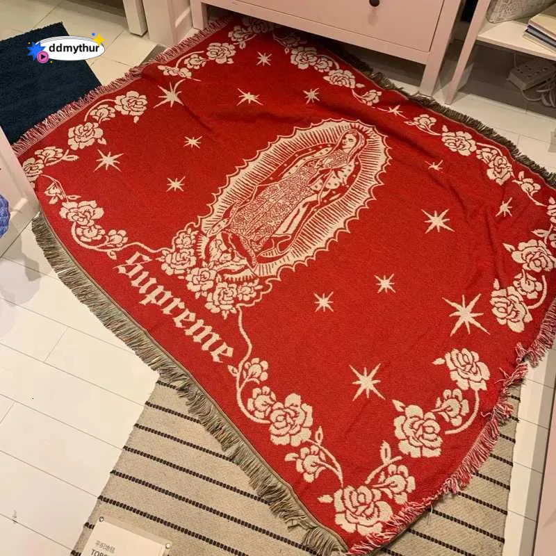 Tapestry Street Art Blanket - Virgin Mary Design, Lightweight Throw for Camping, Sofa Decor, and Xmas Blankets ddmythur