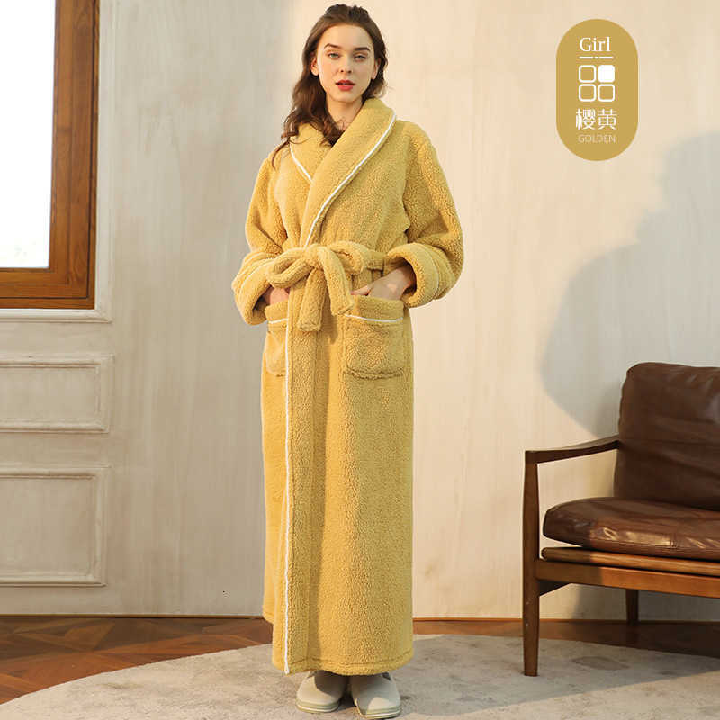 Autumn and winter thickened comfortable cotton wool Nightgown mens winter plus hypertrophy size light luxury couple bathrobe womens Y251020