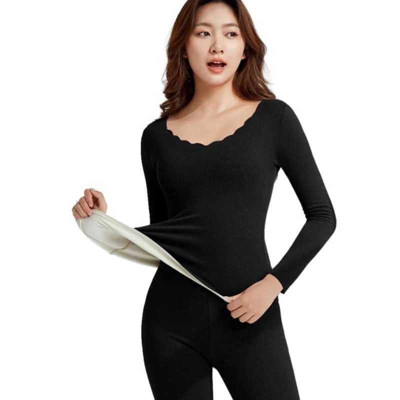 Womens Seamless Thermal Underwear Set Keep Warm in Winter Long Sleeve Top and Bottom SuitT251020