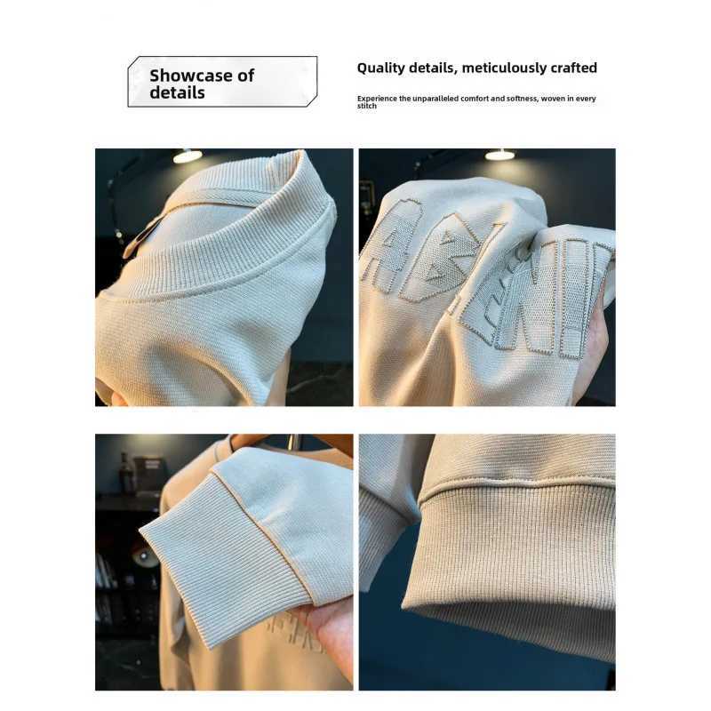 Loose hoodie mens plus size trendy embroidered long sleevedshirt with drawstring round neck casual sportswear W251020