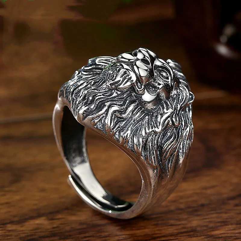 Retro Lion Head Large Ring For Men Silver Color Punk Gothic Open Ring Handmade Jewelry Rock Hiphop Biker Accessories Man Gift J251020