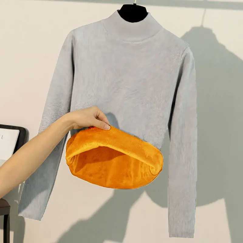 Winter Fleece Thicken Warm Tops Women Thermal Underwea Oneck High Elastic Comfort Autumn Long Sleeve Tshirts Clothes UnderwearT251020