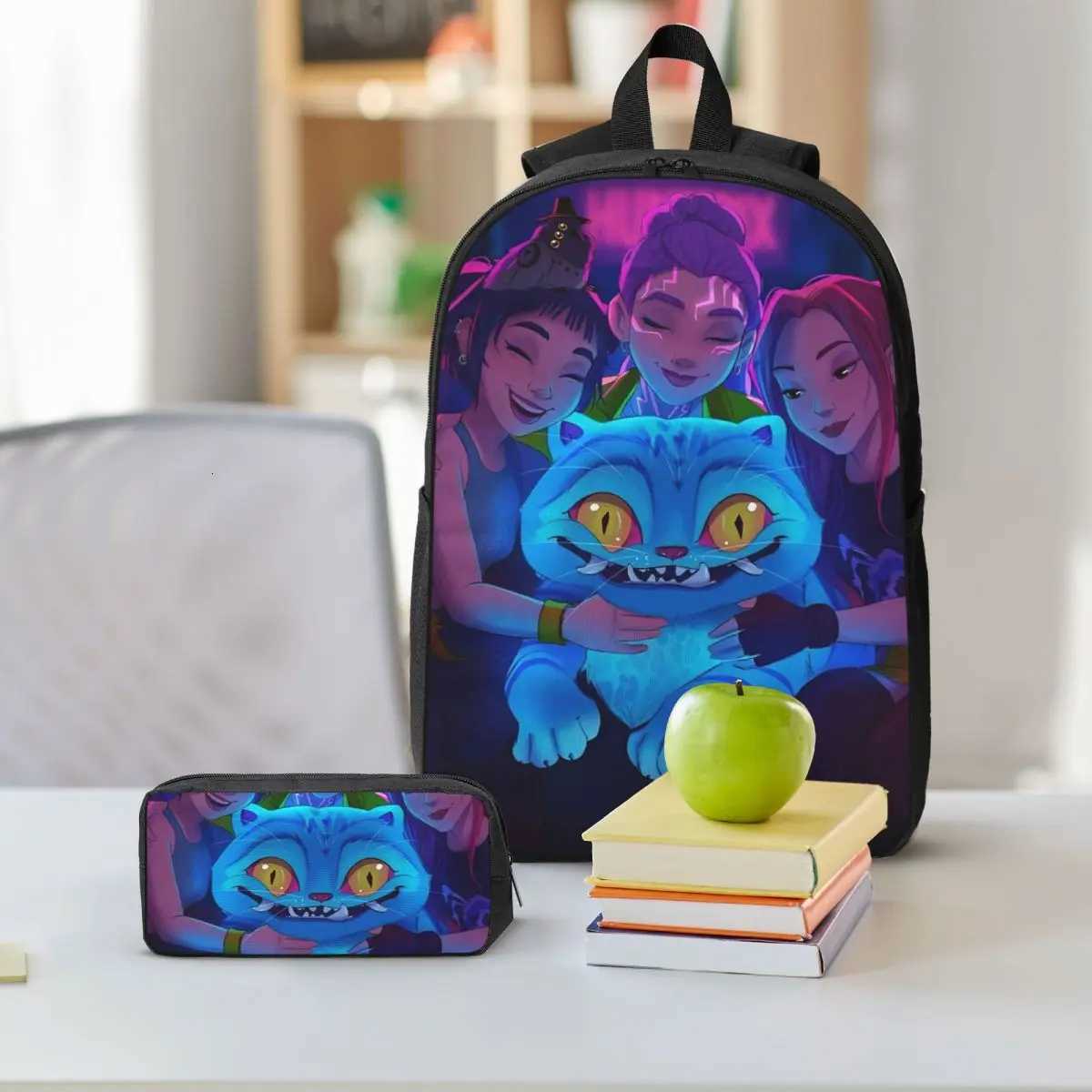 3Pcs Kpop Demon Hunters Huntrix Backpack Set for Kids Pencil Boxes Bookbag Sets with Lunch Box For School Students KnapsackW251020