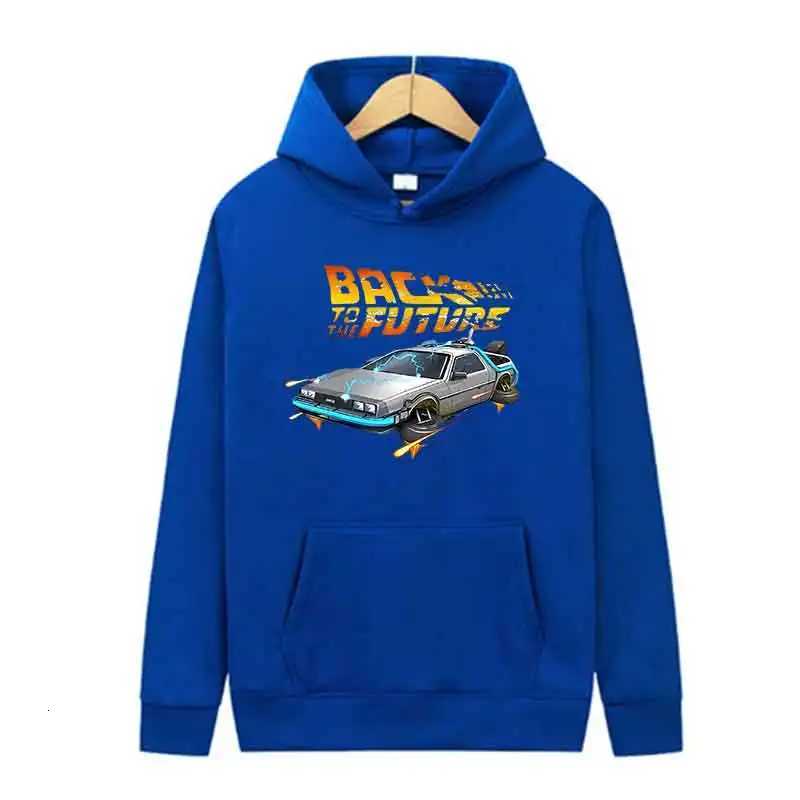 Back To The Future Retro DeLorean Car Print Hoodie Long Sleeve Tops Men Casual Streetwear Pullover Spring Autumn Unisex Clothing W251020