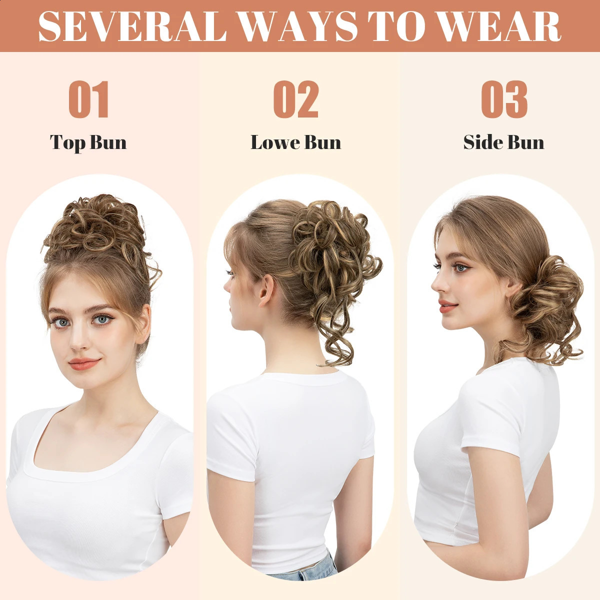 Synthetic Messy Hair Bun Curly Elastic Scrunchies Hairpieces Chignon Extensions Donut Updo Black Blonde Hair Pieces for Women 251011