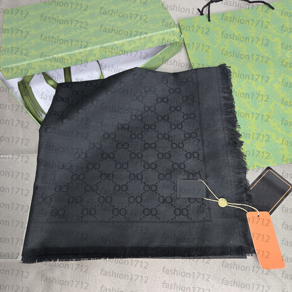 Designer Scarf Silk 140x140cm wool viscose fiber Cotton Blend Women Fashion Silks Scarf Designers Scarves luxury Silk color-blocking fringed edges with box