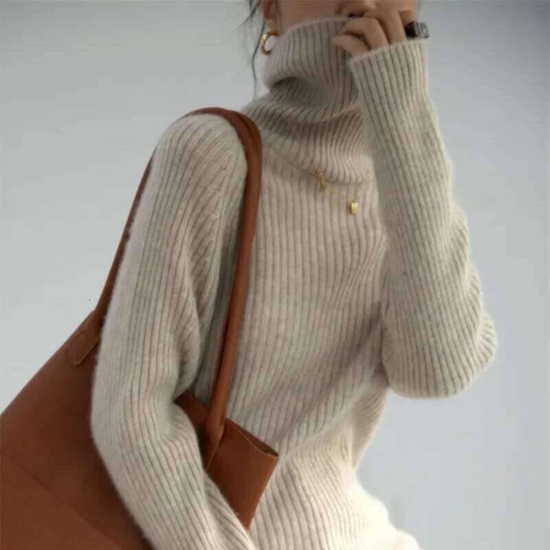 Women's High-Neck Loose Warm Base Layer Pure Autumn Winter 100% Cashmere High-End Bottoming Sweater 251020 251020