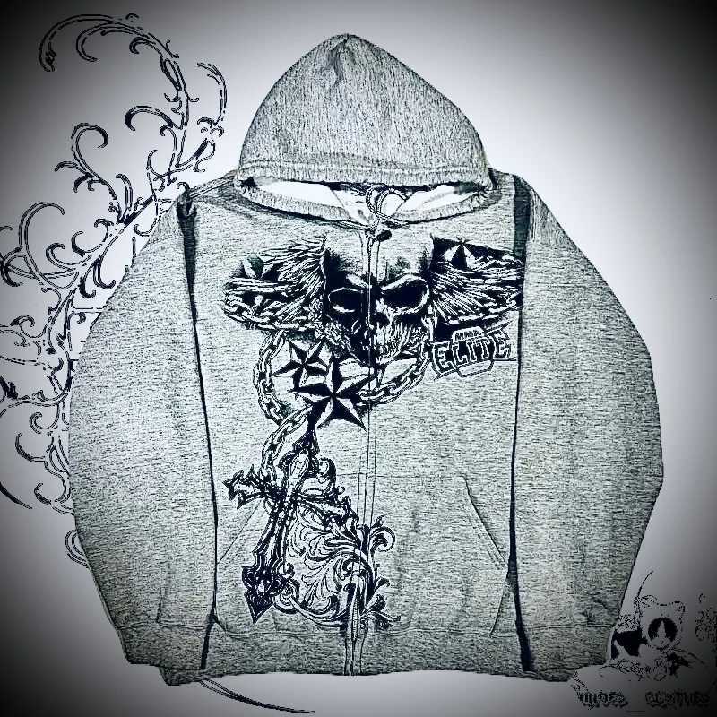 Punk Gothic Skull Print design Men oversized hoodieHigh Street Y2k Fashion Casual jacket Harajuku vintage streetwear sweatshirt W251020