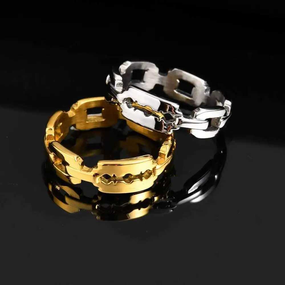 Vnox Punk Blade Chain Ring for Men Gold Silver Color Size 712 Stainless Steel Razor Edge Ring Waterproof Jewelry Gift for Him J251020
