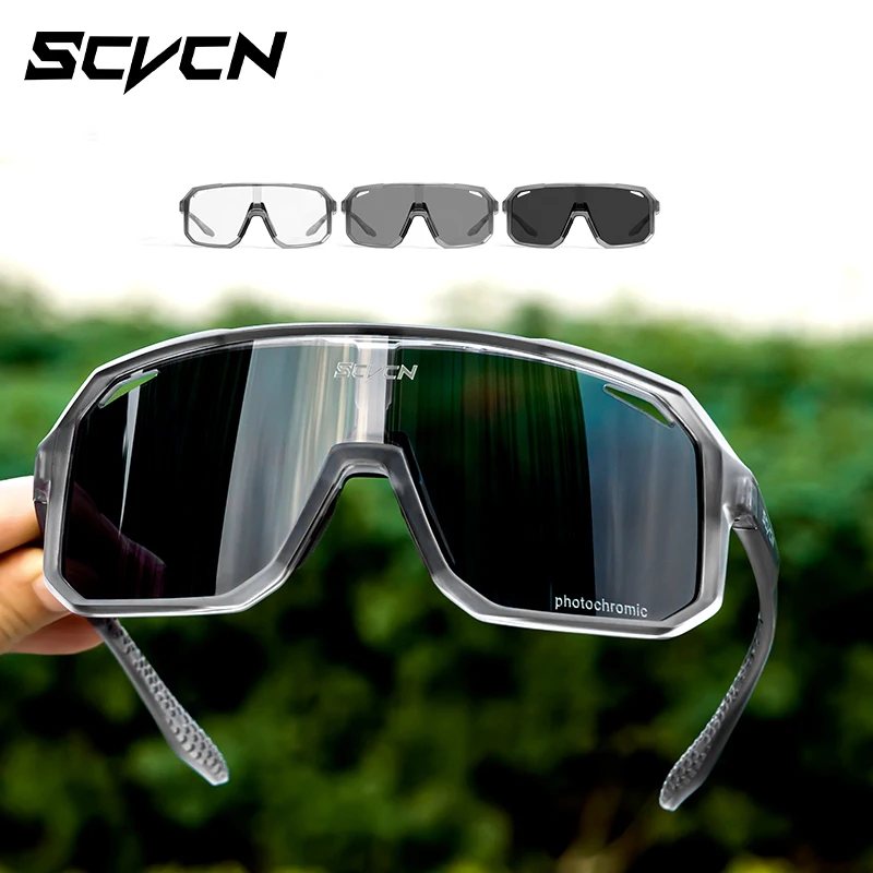 Unisex SCVCN Cyclist's UV400 Goggle Style Sun Shades Adaptively Tinted Safety Glasses for Trail Rides & Outdoors Activities