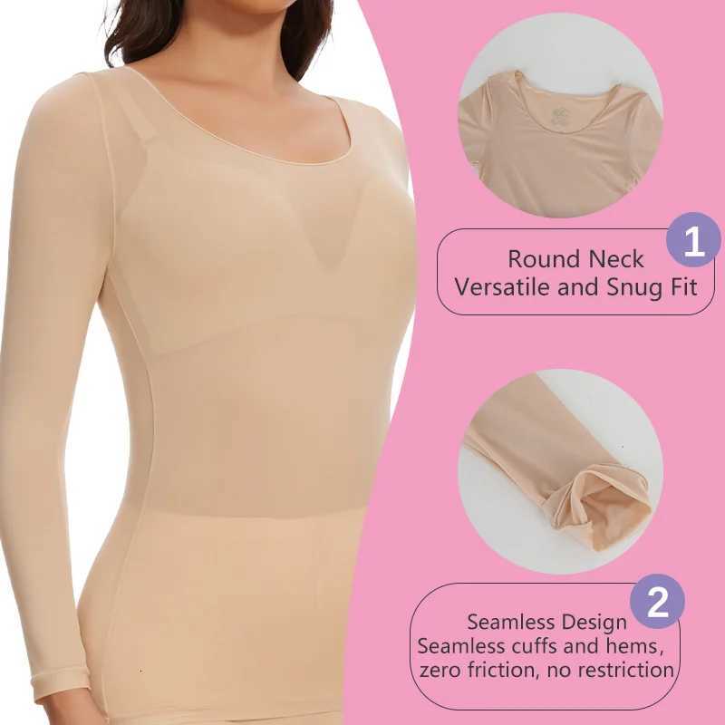 Winter Women Long Sleeve Thermal Underwear Round Neck Lightweight Top Seamless Solid Warm Clothes Comfortable Fall PajamasT251020