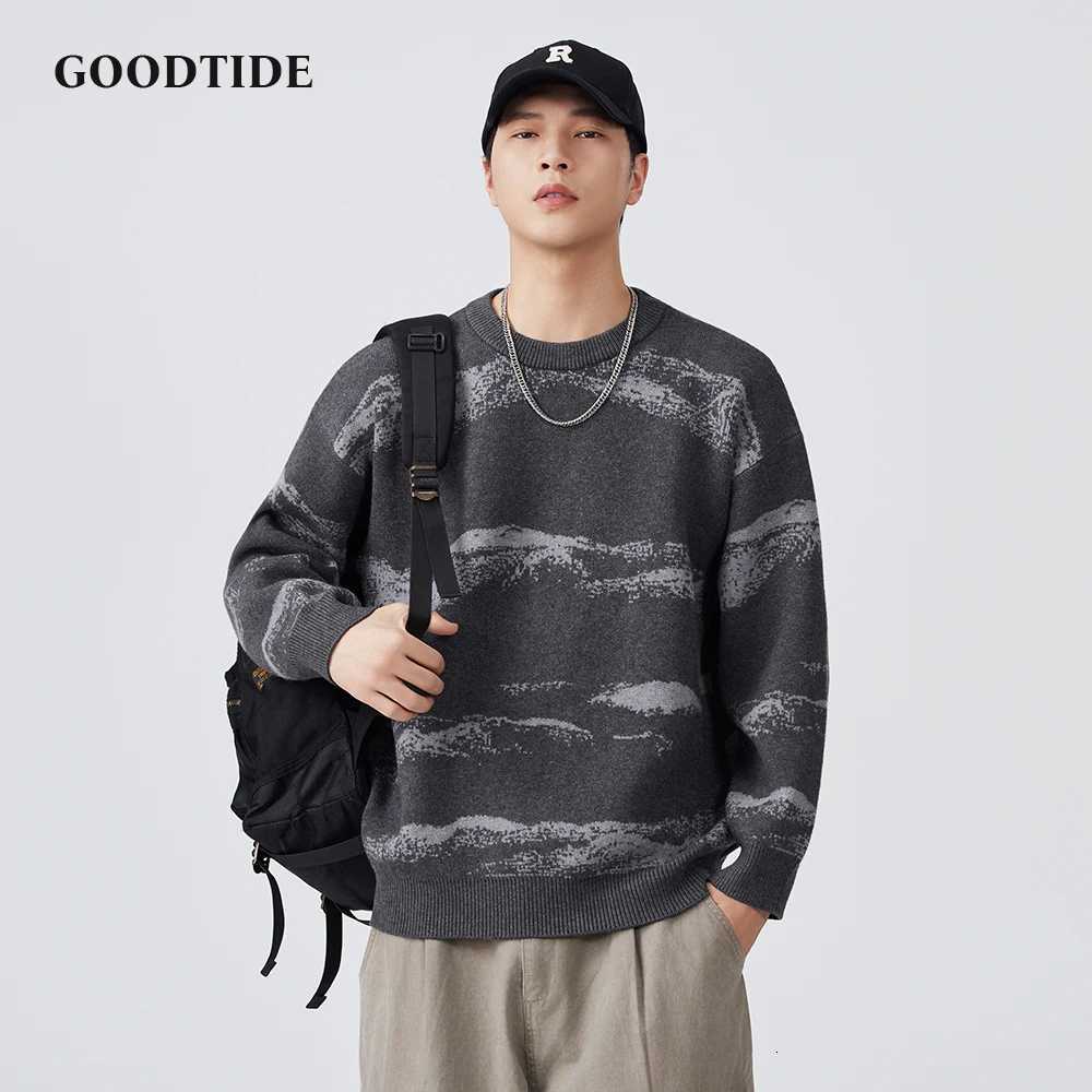 Fashion Mens Casual Landscape Pattern Sweater Autumn Winter Crew Neck Knitted Pullover Comfortable Soft Long Sleeve Jumper Top W251020