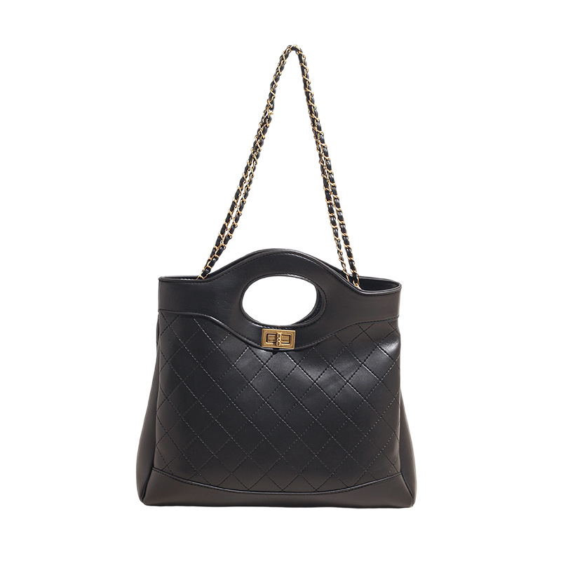 free shipping designer shoulder bags 2025 autumn and winter new diamond grid chain bag fashionable versatile casual large capacity tote bag for woman