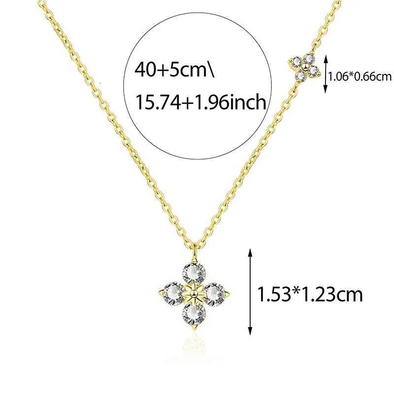 925 Sterling Silver Dainty Lucky CZ Leaf Necklace for Women 14k Gold Plated Flowers Elegant Pendant Necklace Wedding Jewelry Y251020