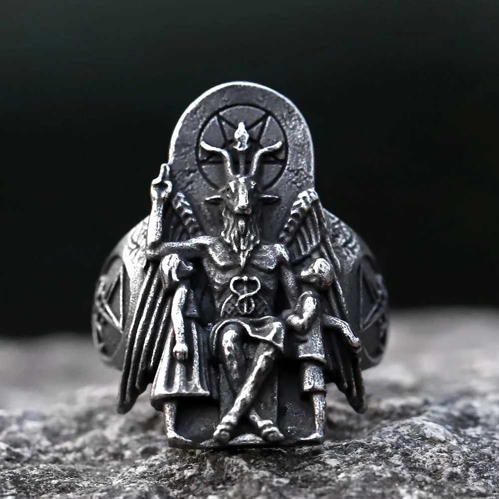 2022 NEW Mens 316L stainlesssteel rings Vintage Lucifer Satan Punk Rock Personality Religion Jewelry Gift free shipping J251020