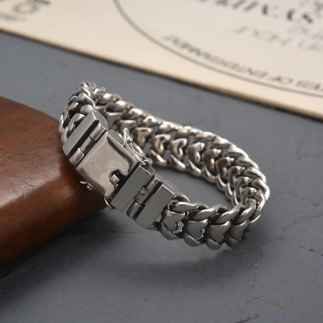 Factory price powerful Cuba S925 sterling silver bracelet mens fashion punk personality European and American hip hop Men Gift251018