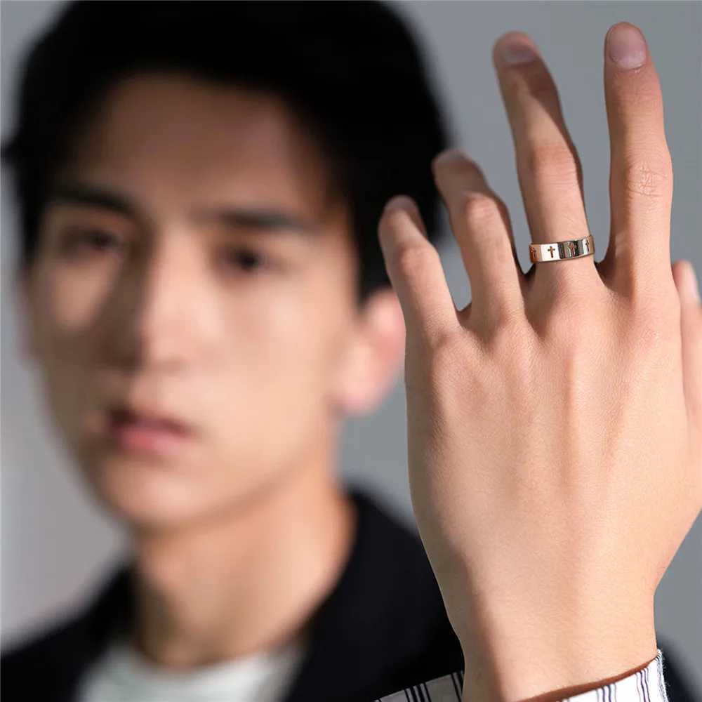 Skyrim Hollow Cross Mens Ring Women Supernatural Jesus Stainless Steel Engagement Couple Rings 2025 Jewelry Anniversary Gifts J251020