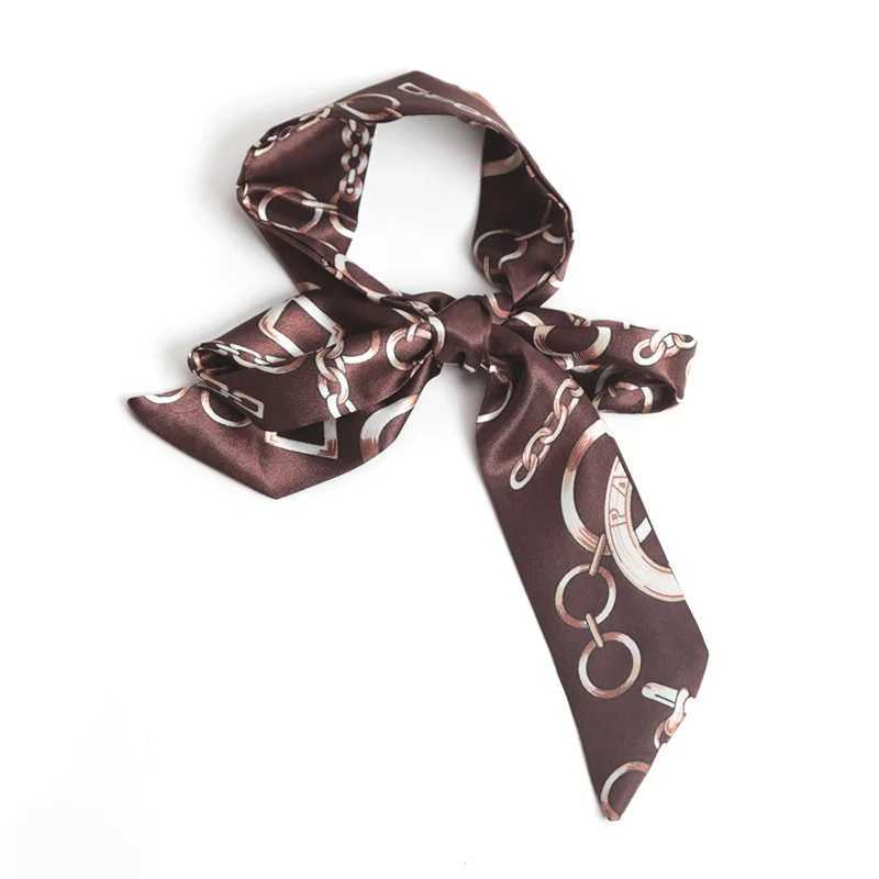 Women Print Flower Small Scarf Handle Bag Ribbons Fashion Head Scarf Small Long Skinny Scarves Headbands Tie Accessories W251021
