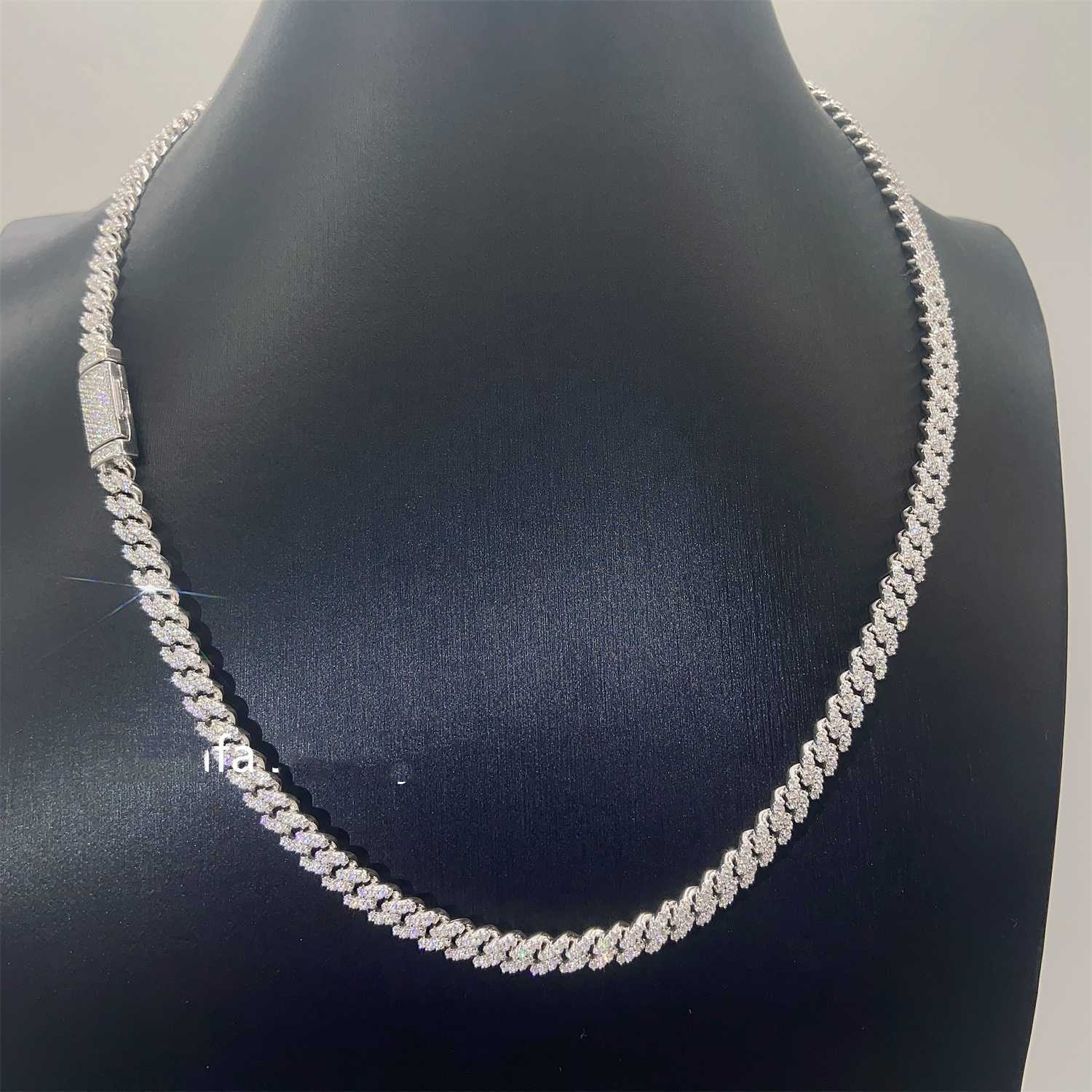 Pass Diamond Tester Gra Certificates 6mm 8mm Width One Row 925 Sterling Silver Vvs Moissanite Cuban Link Chain Necklace