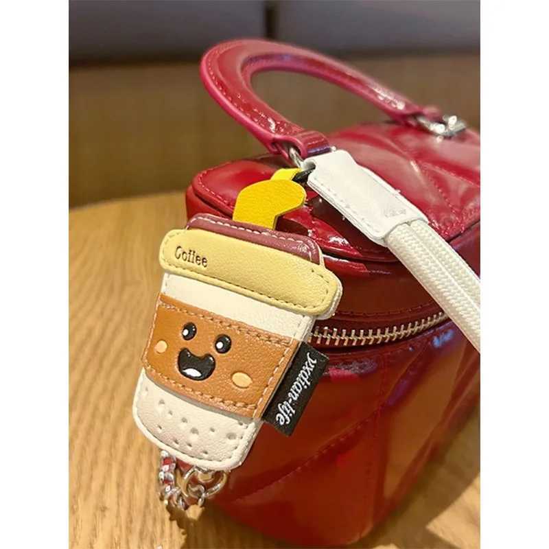 Creative Cartoon Leather Snacks Keychain Cute French Fries Coffee Cream Couple Bag Pendant J251121