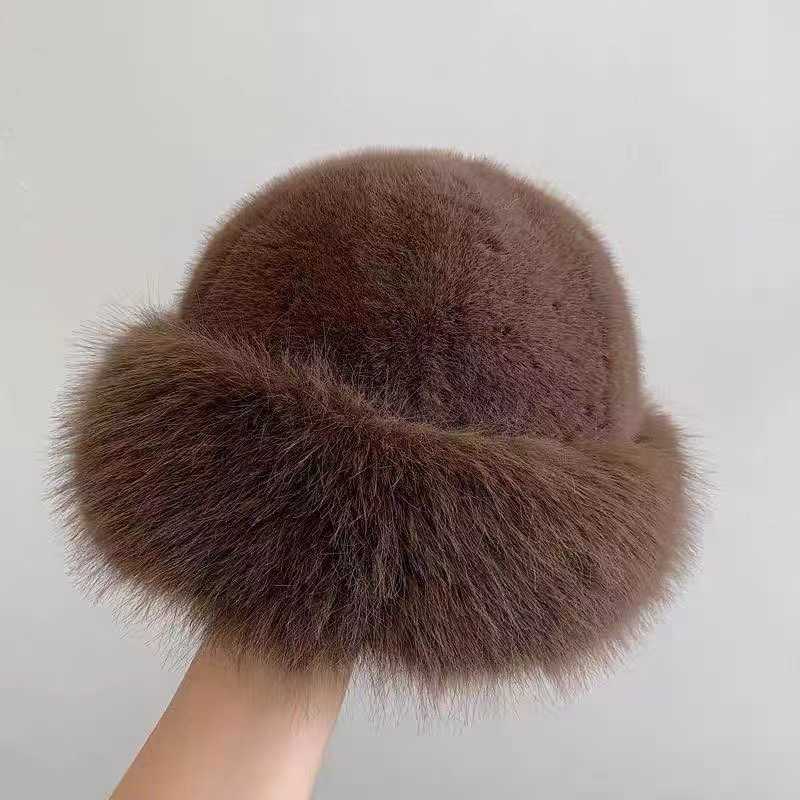 New Hat Autumn Winter Thickened Furry Imitation Mink Warm Hat Ear Protection Versatile Fashion H251020