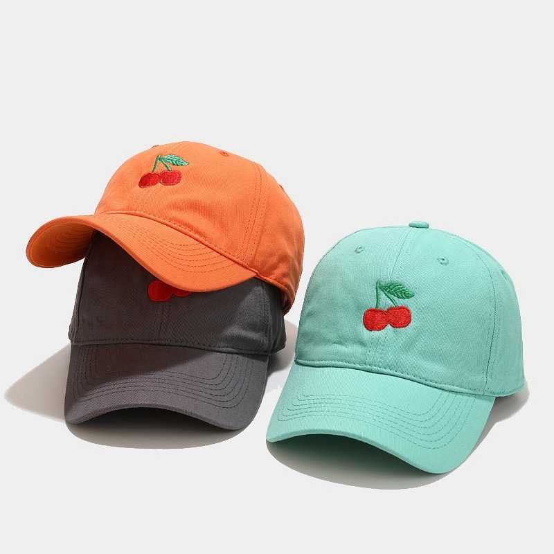 Baseball Hat Fashion Mens and Womens New Fruit Cherry Embroidered Soft Top Duck Tongue Hat Student Leisure Sunshade Hat H251020