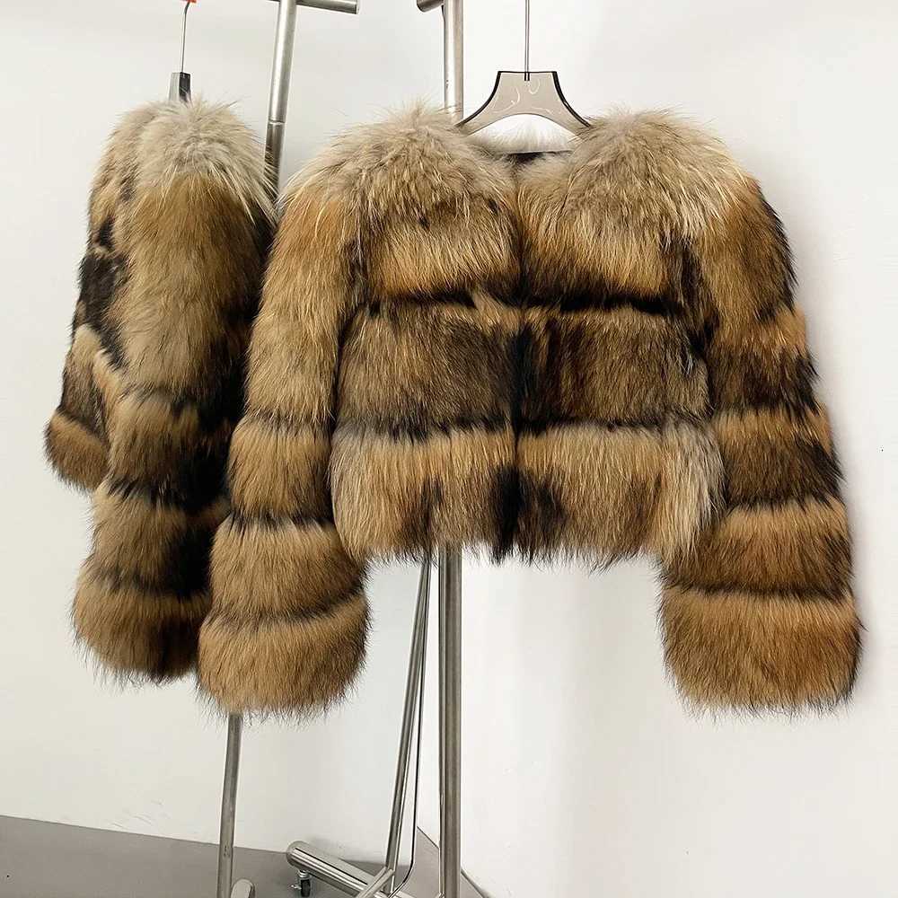 WHOLESALE 2025 NewNatural Raccoon Fox Fur Coat High Quality Winter Jacket Women Fluffy Real Fur Thick Warm Outerwear Streetwear Y251105