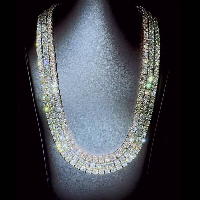 Factory Wholesale Price Tennis Chain Hip Hop 925 Pure Silver 2mm 3mm 4mm 5mm 6mm 65mm VVS Moissanite Diamond Tennis Chain