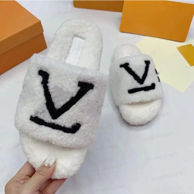 Designer slippers for woman free shipping casual classic plush slipper vintage outdoor indoor sliders black white pink brown