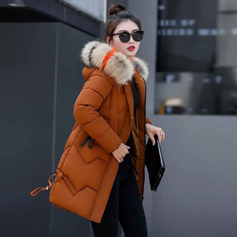 Fashion Coats Winter Jacket Women Parka Hooded Long Female Coat Solid Color Windproof Outwear 251021