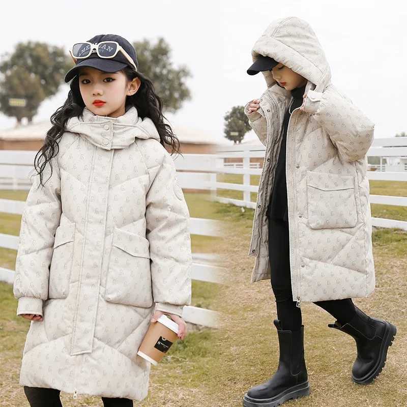 RAISE Russian Winter Down Jacket For Kid Girl Printed Hooded Thick Warm Long Teens Girl Outerwear Coat 614Y Kids Parkas JacketsT251021