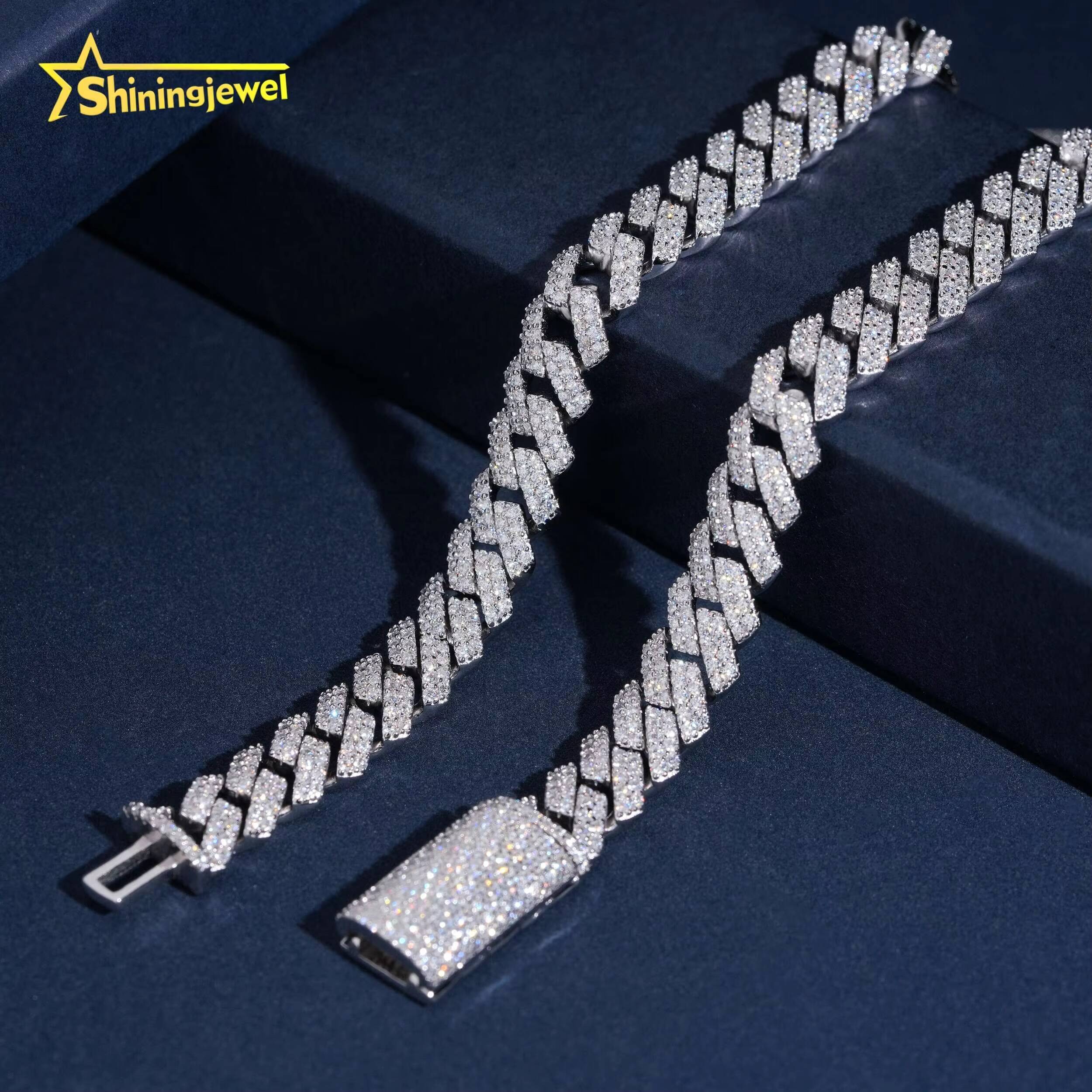 USA Local Stock Iced Out Diamond Fast Ship Custom Bracelet Hip Hop Jewelry 925 Silver VVS Moissanite Shining Cuban Link Bracelet