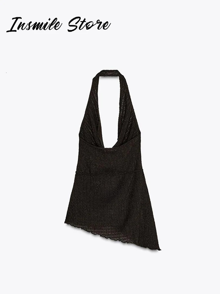 Casual Solid Women Pants Suits Lace Up Sleeveless Backless Halter Top Wide Leg Pants 2025 Spring Fashion Lady 2 Pieces Sets 251013