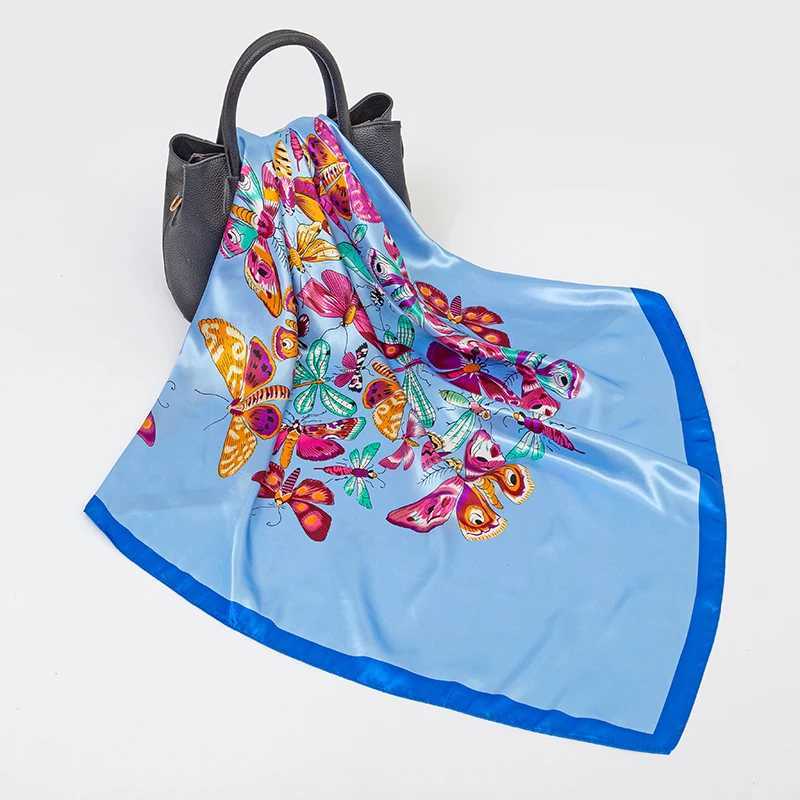 Wen Spring Summer Square Scarf 9090cm Satin Silk Scarves scarf Fa Foard Beach Bandana Ladies Neckerchi Hair bandW251021