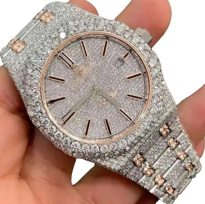 VVS Top Quality Automatic Mechanical Iced Out Women Designer Men Moissanite Pass Dia Watches Free delivery moissanite watch pass dia test with box 666
