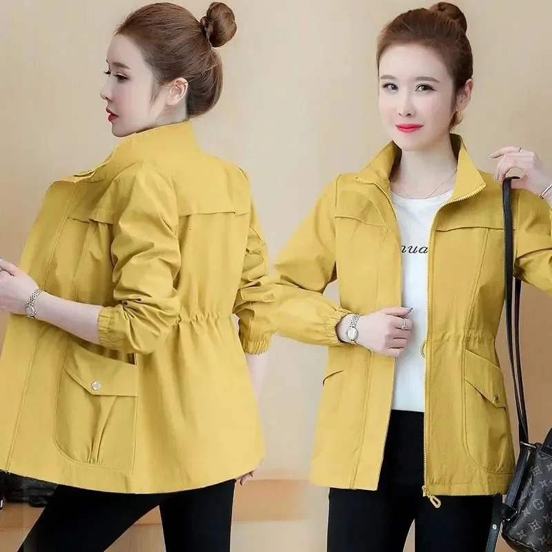 Short Jacket Women Double Layer Windbreaker Autumn Casual Slim Coat Fashion StandUp Collar Ladies 251021
