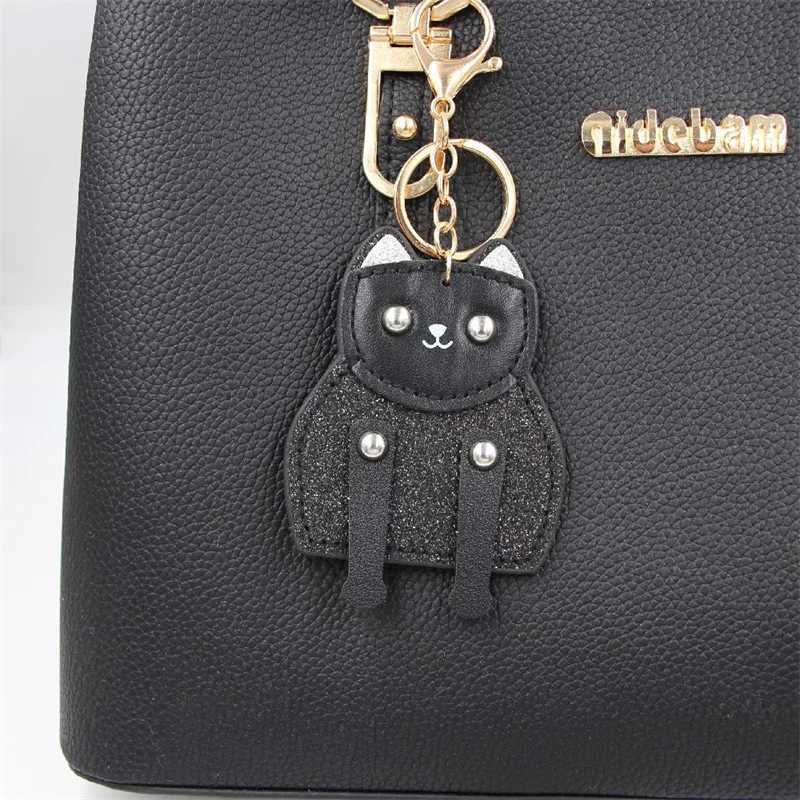Fashion Punk French Bulldog Keychain PU Leather Dog Keychains for Women Bag Pendant Jewelry Trinket Mens Car Key Ring Key Chain W251021