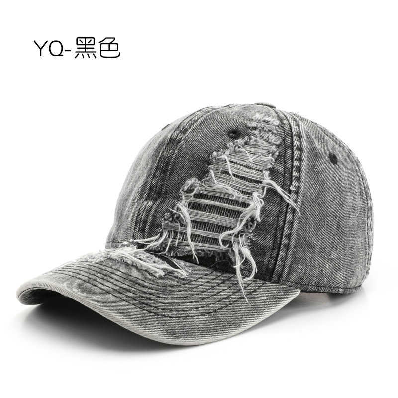 Style Personality Women Spring Autumn Solid Color Ripped Washed Plain Duckbill Cap Outdoor Men Sun Protection Baseball Cap H251020