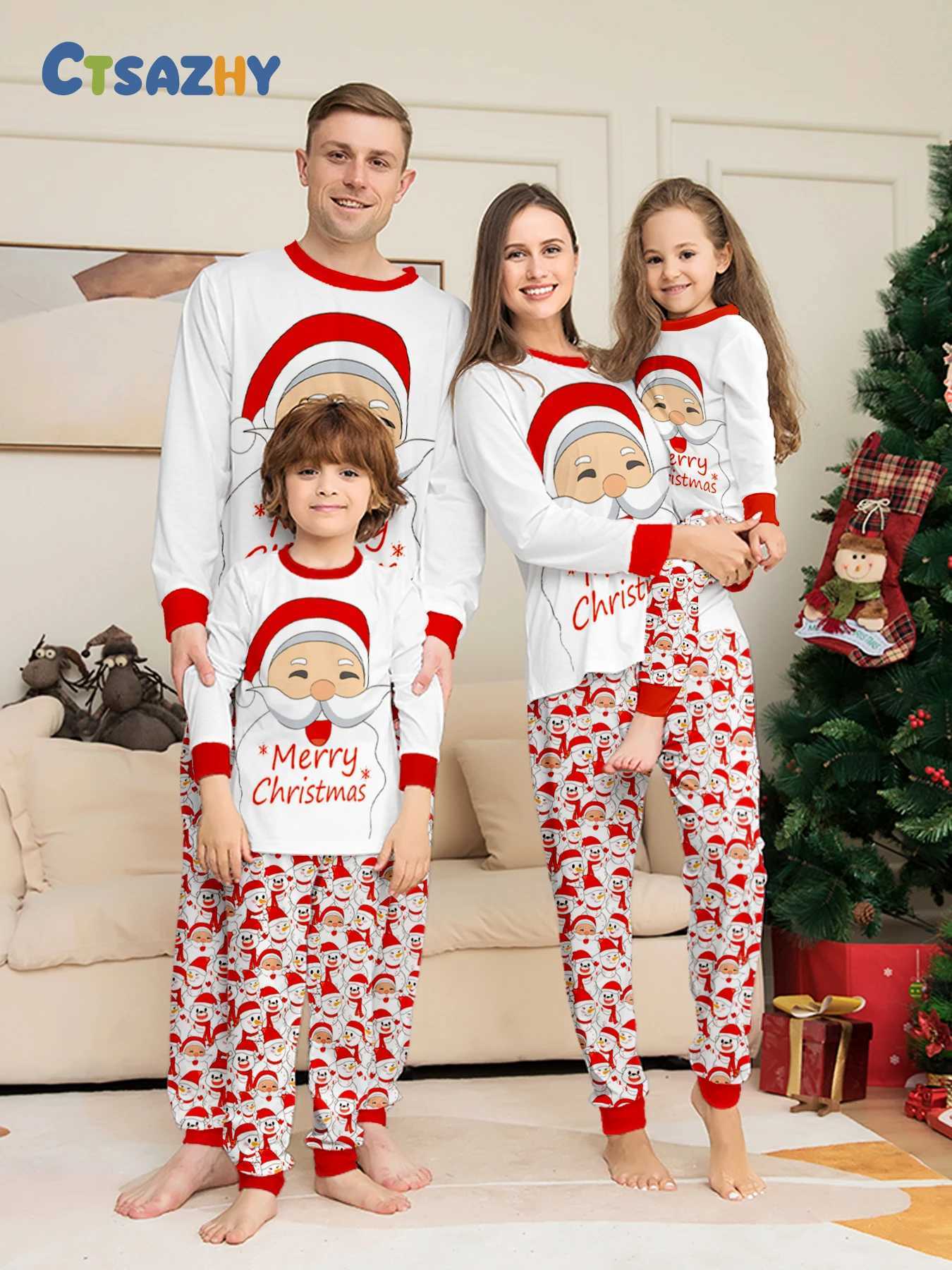 Family Matching Christmas Pajamas Sets Adorable Santa Reindeer Prints Cozy Cotton Material L2510219O4I