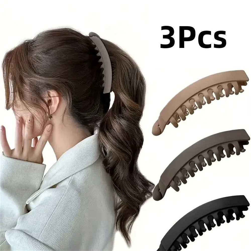3Pcsset Large NonSlip Hair Clips Sturdy Frosted Solid Color Oval Ponytail Holders for Thick HairBanana ClipW254021