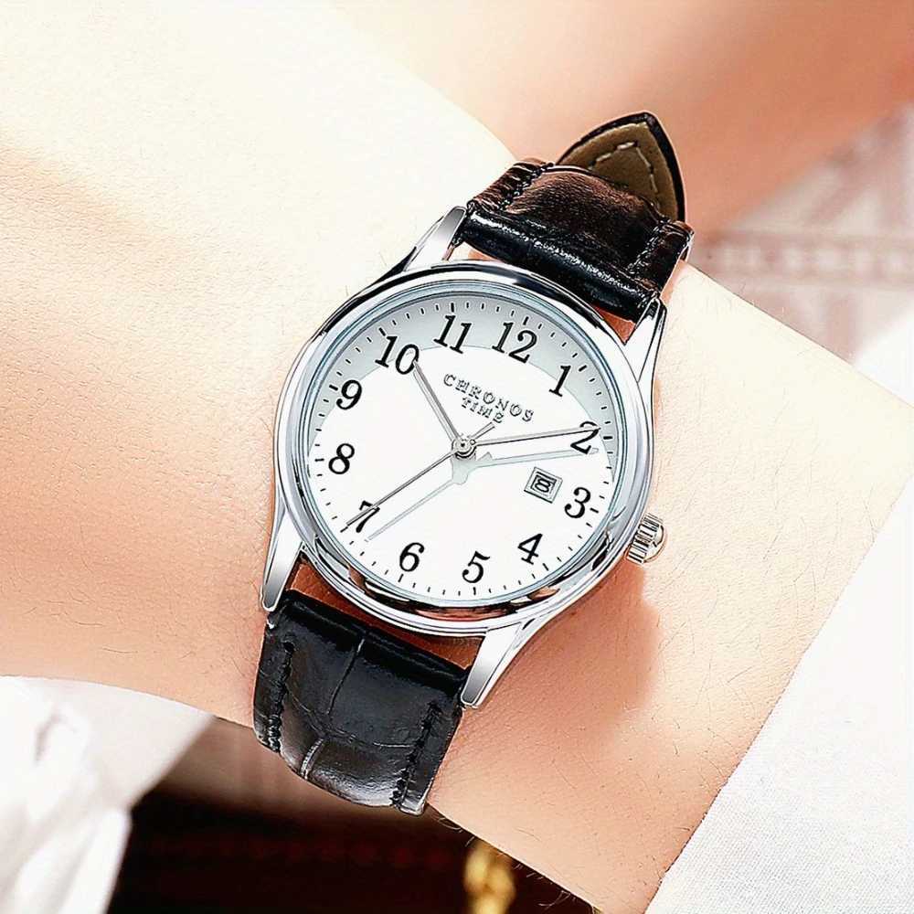 CHRONOS Casual Women Leather Stainl Steel Waterproof Ladies Quartz Elegant Wrist with Auto Date relojboxXJ251021