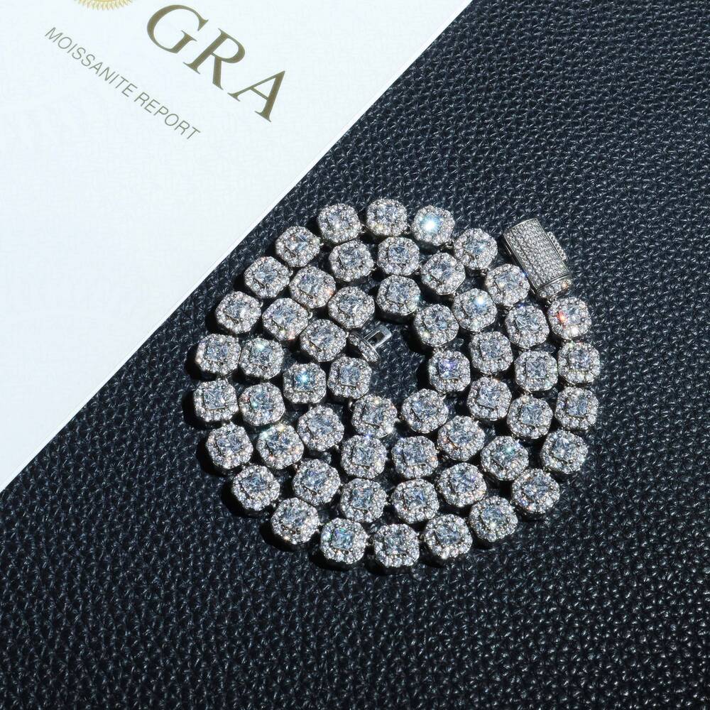 New Fashion 8mm CZ Fine Jewelry Necklace Gift Sterling Silver 5A Zircon Cuban Link Chain for Women Men