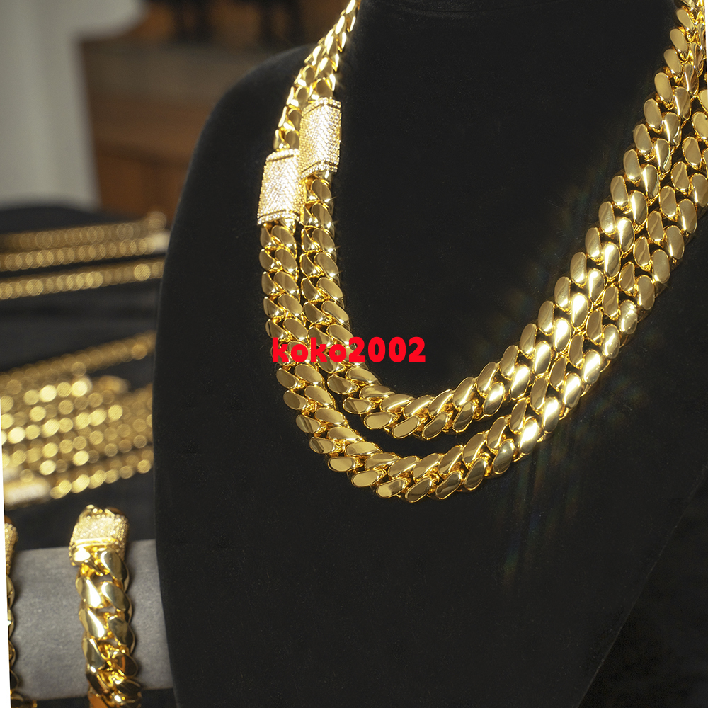 925 Sterling Silver Mens Double Sided Cuban Link Chain VVS Moissanite Bracelets and Bangles Gold Miami Cuban Chain Necklace