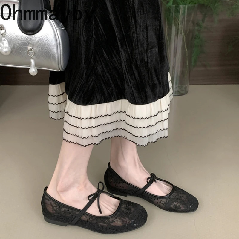 2025 Spring Lace Women Mary Jane Shoes Fashion Slip On Comfort Street Style Soft Sole Female Dress Flats Shoes 251021