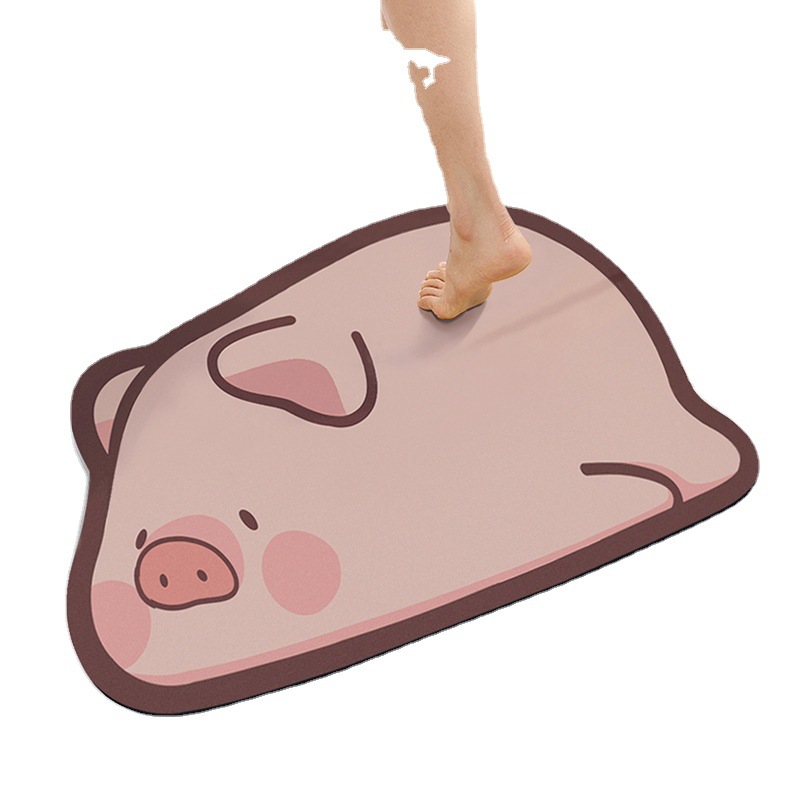 waterabsorbing quickdrying soft diatom mud floor mat for bathroom kitchen and bathroom antislip foot pad with cartoon smiling cat oval