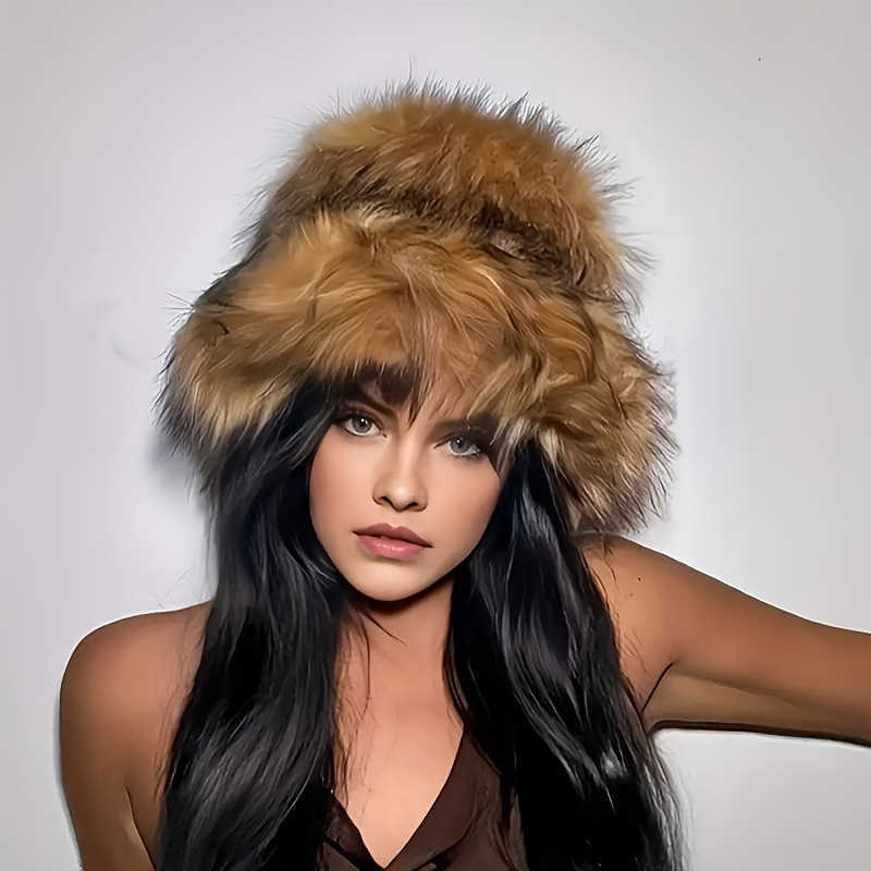 Warm Plush Fisherman Hat Faux Fur Thickened Raccoon Fur Outdoor Fashion Warm Bucket Hat H251020