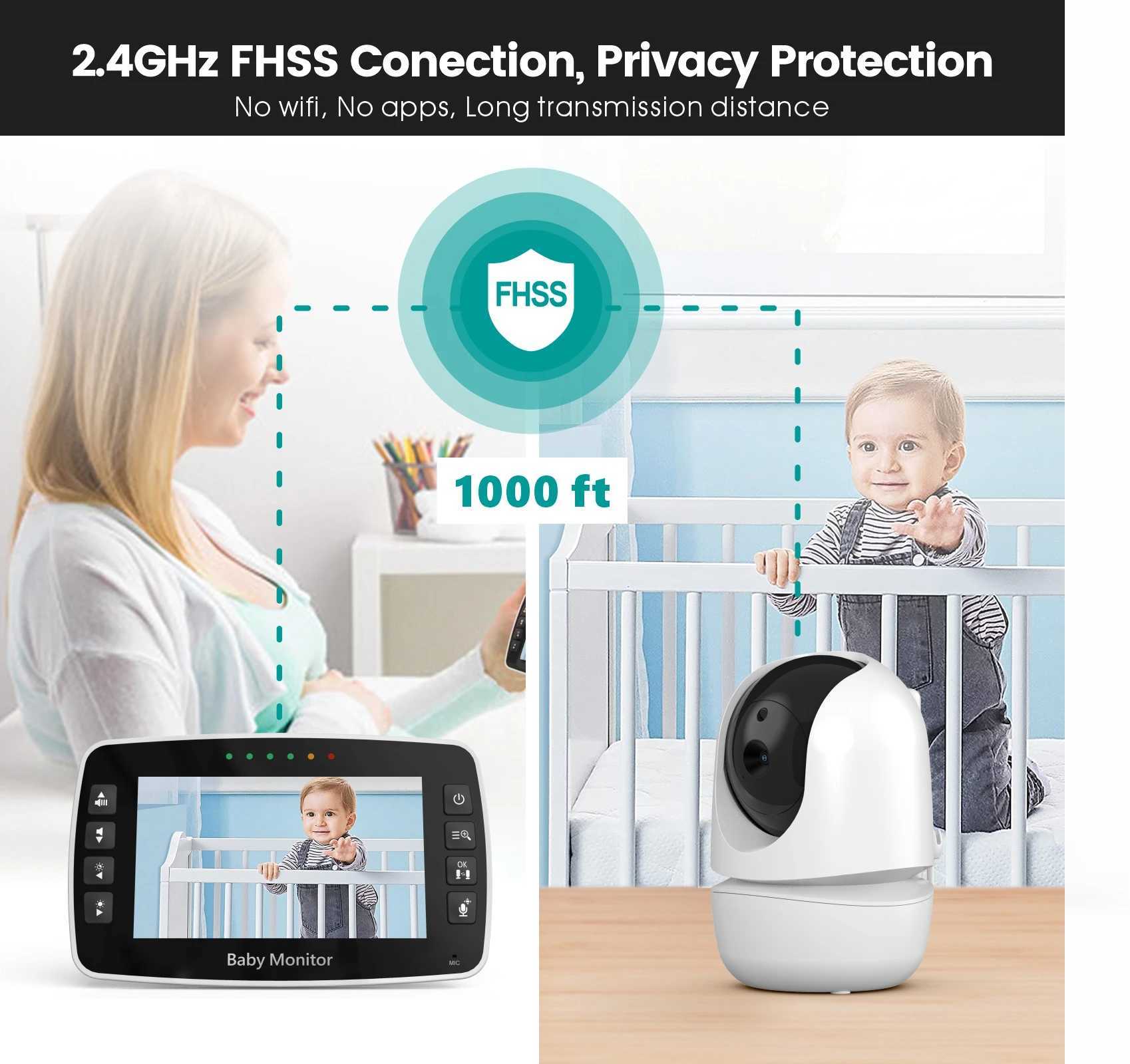 NEWS 43Inch IPS Screen Wireless PTZ Intercom Baby Monitor Temperature Display Nanny Cam Long Distance Baby Sitter Camera J251121