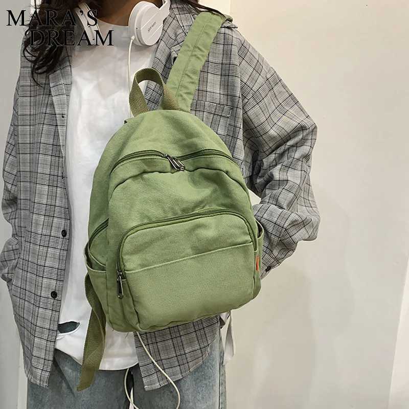 Mara Dream Canvas Women Backpack Vintage Small School Backpacks Women Zipper Travel Bagpack Female Solid Casual Schoolbag TravelW251020