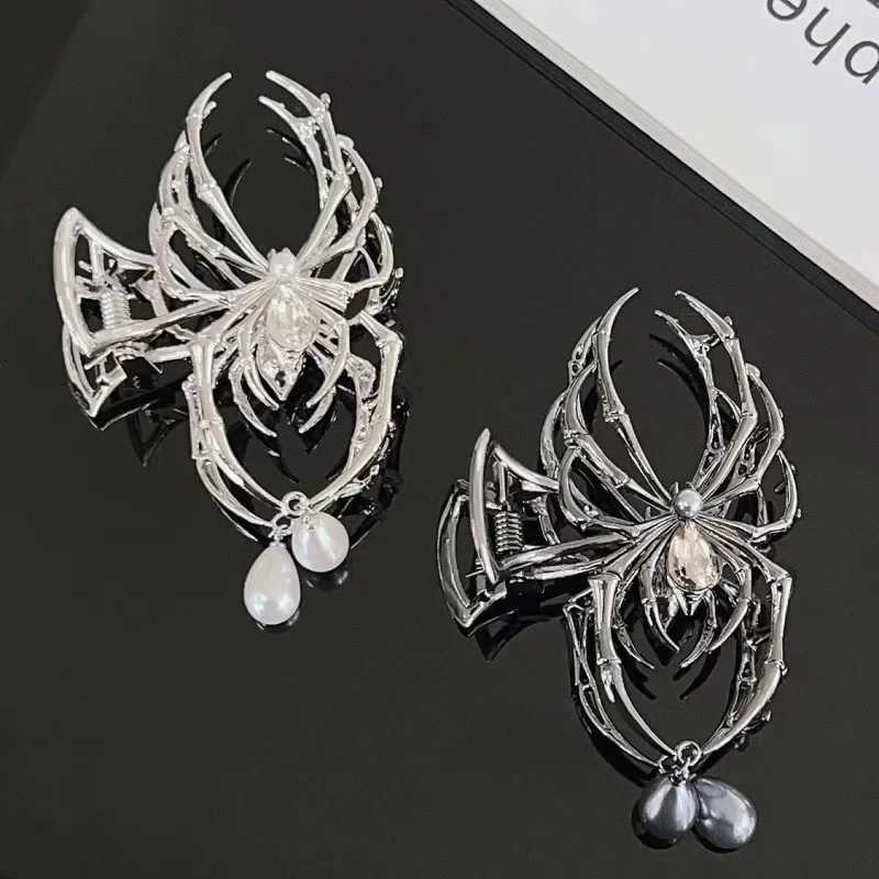 Halloween Spider Hairpin Pearl Charm Design Metal Gothpunk Hair Accessories Girls Holiday Hair Accessories Crab ClipW254021
