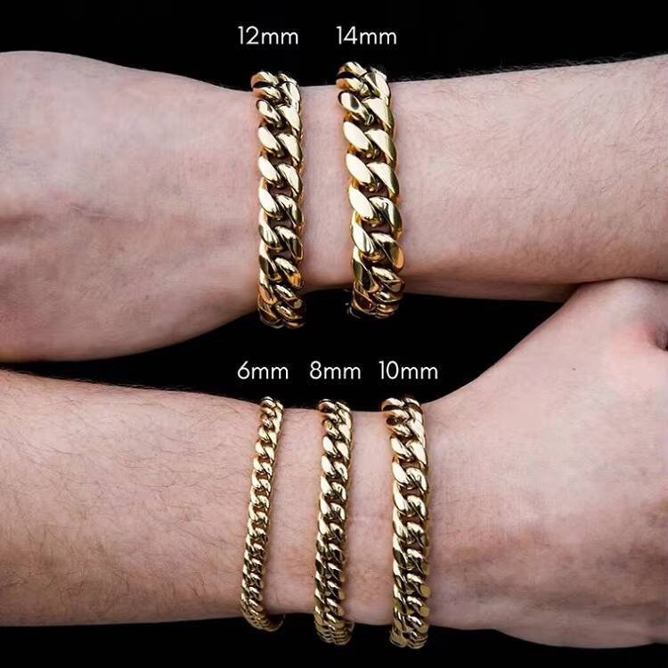 SpringSnap Clasp White Gold Plated 8MM 10MM Miami Cuban Link Solid 925 Silver Plain Chain Moissanite Lock Cuban Chain Necklace